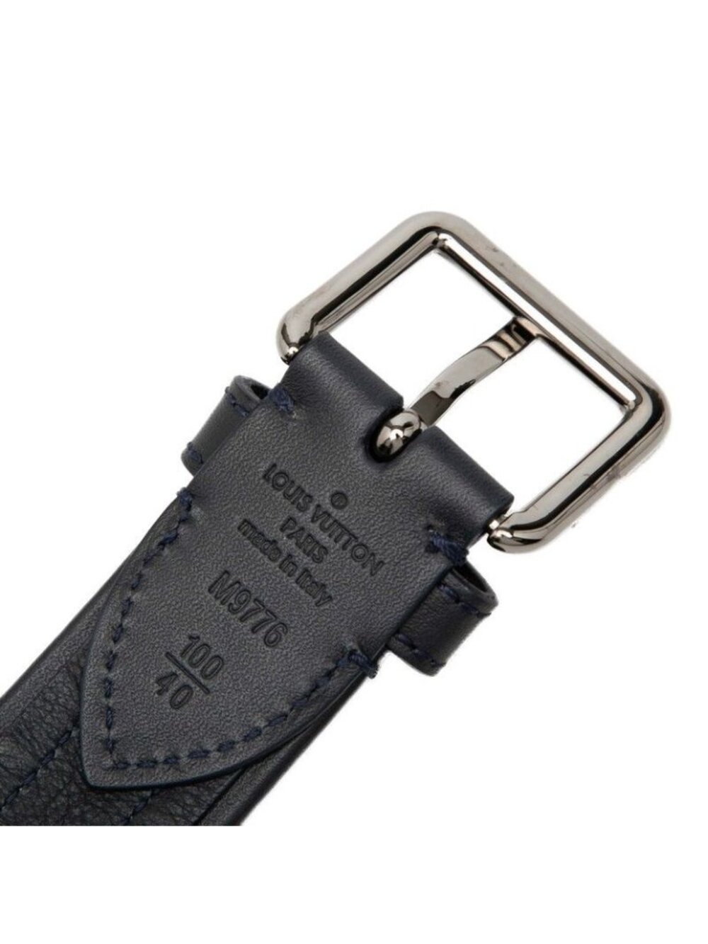 Louis Vuitton 100 40 Navy Gray Leather Suede 1- Belt - Picture 5 of 7